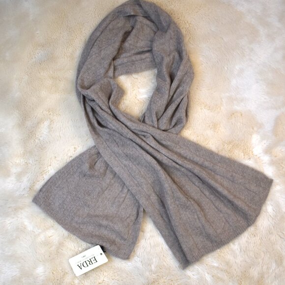 Erda 100% Cashmere Brown Scarf Soft Cozy Winter Essential NEW - Picture 5 of 8